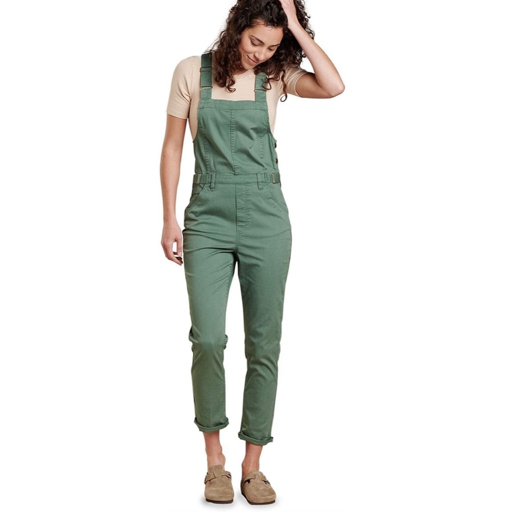 Toad&Co Women's Olive Green Overalls | Organic Cotton Blend | Small